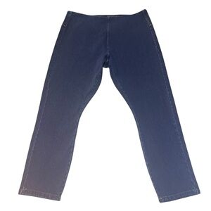 Lysse Size 14 Women's Cotton Stretch No Button Cozy Skinny Jeans Dark Wash Blue